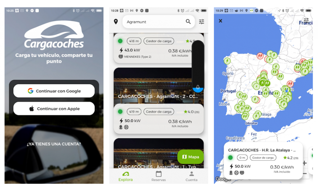 télécharger l'application Cargacoches pour charger ma voiture électrique en Espagne