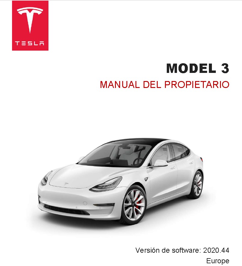 Descarga gratis el manual propietario Tesla model 3 año 2020