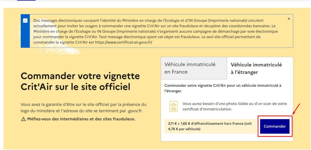 commander en ligne sa vignette ZFE